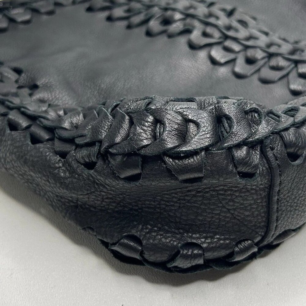 RARE*Lucky Brand*Pebbled Leather*Chain link Design*Black Hobo*Shoulder/Handbag - Picture 6 of 10
